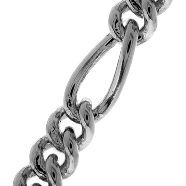 Sterling Silver Round Figaro Chain (7.1mm)