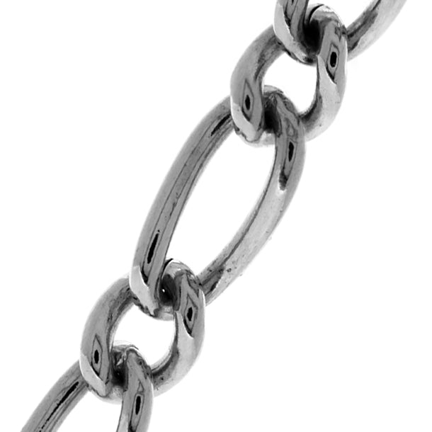 Sterling Silver Round Figaro Chain (7.4mm)